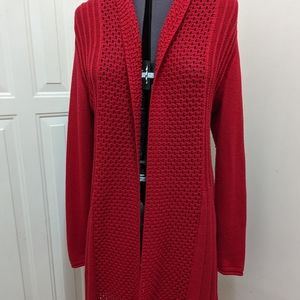 👍Women's Nations Red Sweater Knitted Long Sweater Long Coat M Size